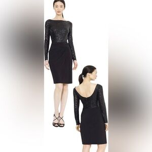 Ralph Lauren Black Sequin Cowl Neck Cocktail Dress